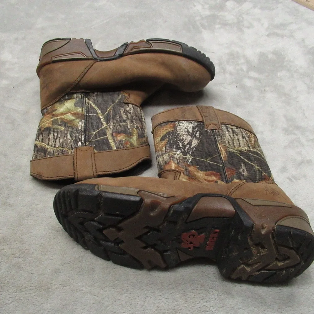 Rocky Kids 3M Boots Brown Camo Leather Wellington Water Resistant Waterfowl Hunt
